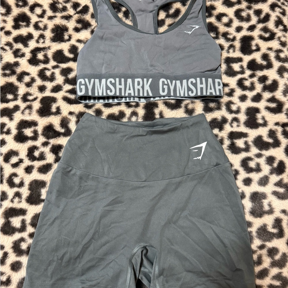 Gymshark Charcoal Gray Sports Bra & Shorts Set